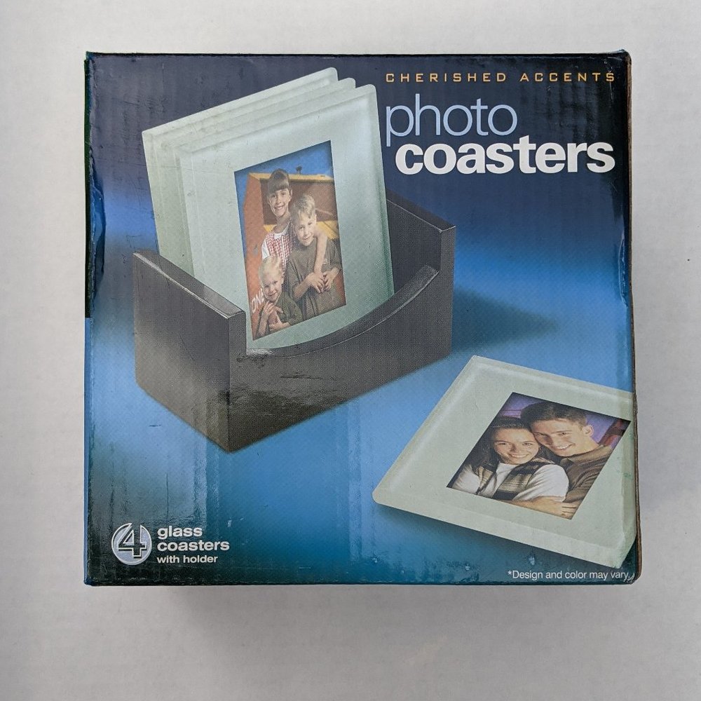 NEW Glass Photo Coaster Set